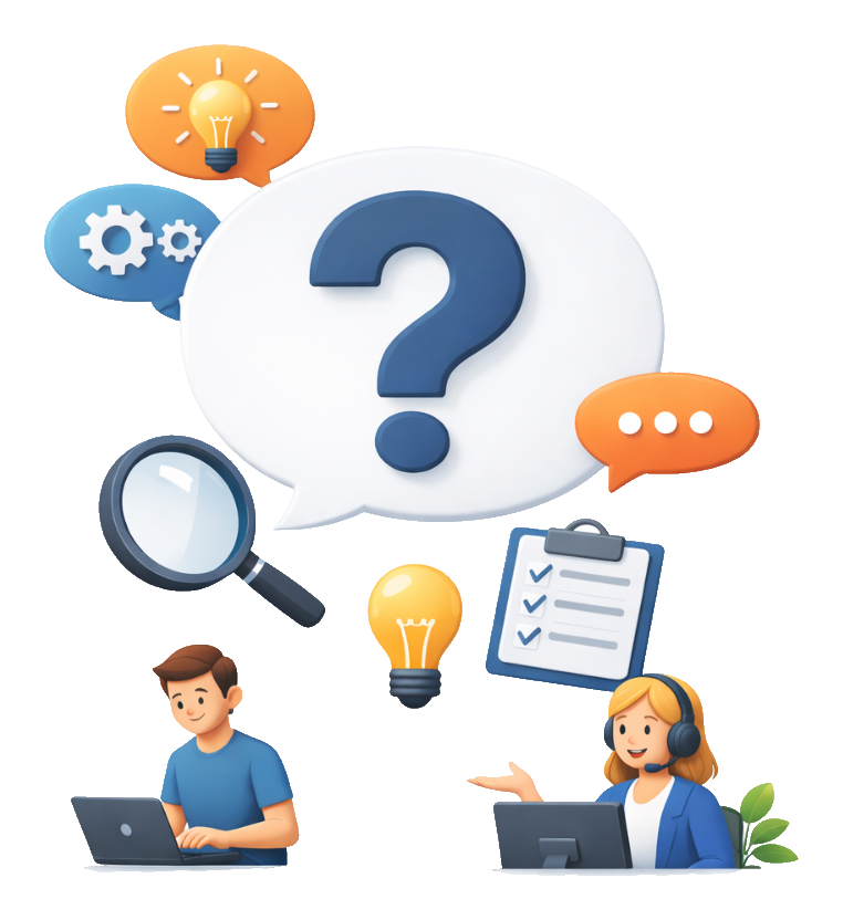 Illustration représentant une question et une réponse dans le cadre de la FAQ du site Kodexum