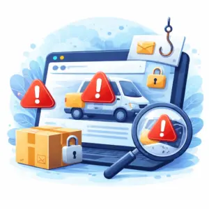 Illustration montrant un faux site de livraison imitant un transporteur connu