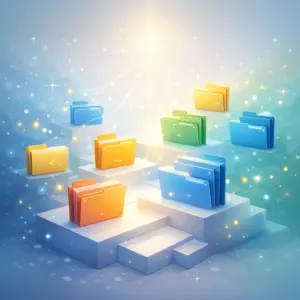 Illustration abstraite représentant l’organisation et le classement de fichiers numériques pour mieux organiser ses fichiers