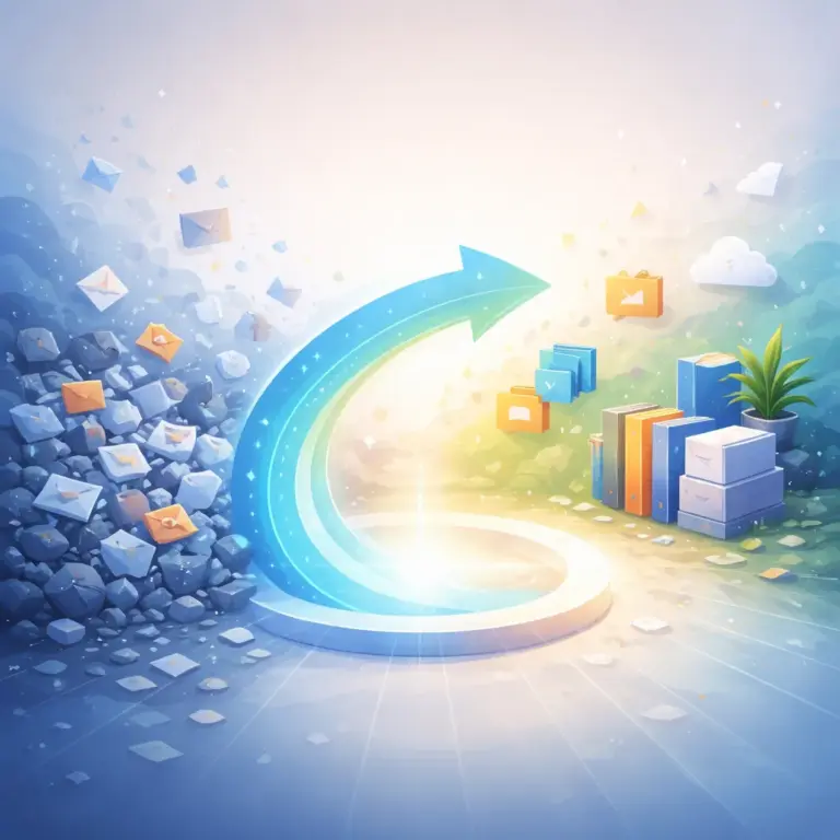 Illustration représentant une remise à zéro numérique avec un environnement numérique simplifié et organisé