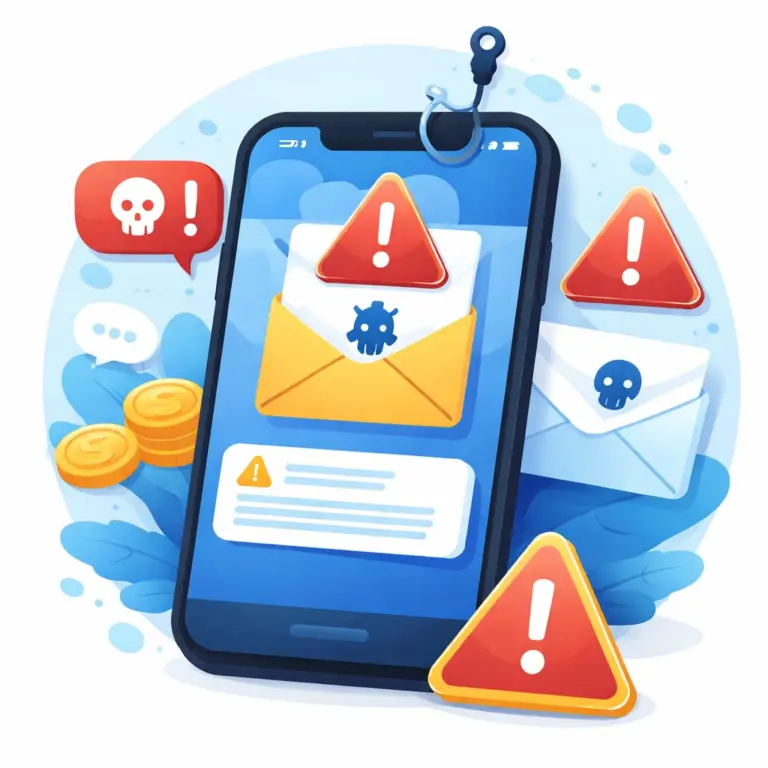 SMS frauduleux affiché sur un smartphone avec un message suspect