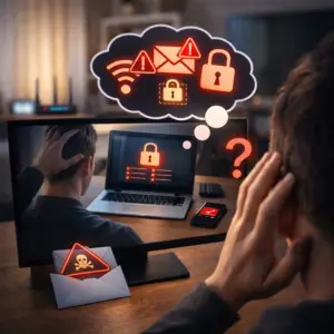 Illustration montrant comment identifier un comportement numérique risqué au quotidien