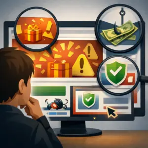 Illustration montrant comment repérer les publicités manipulatrices sur le web