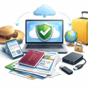 Illustration montrant comment sauvegarder ses documents importants avant un départ