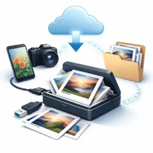 Illustration montrant comment sauvegarder ses photos et les conserver en sécurité sur plusieurs supports